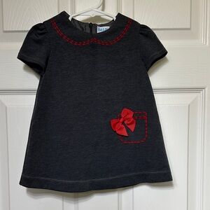 Luli & Me Charcoal Dress with Red Details